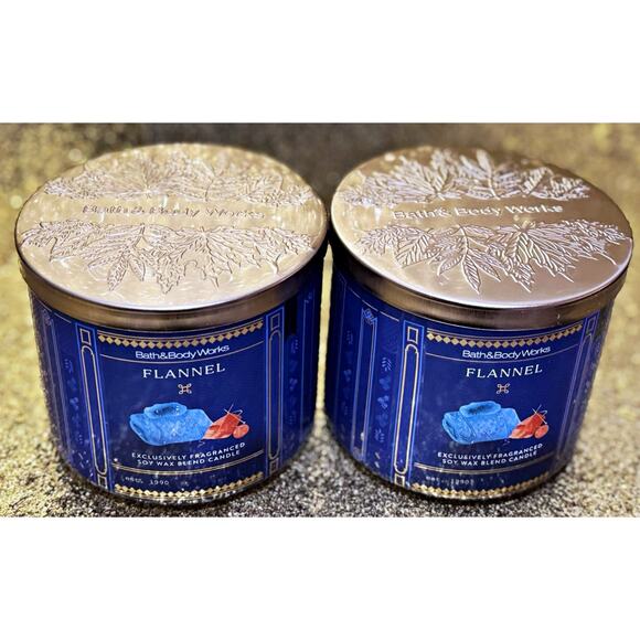 Lot of 2 Bath & Body Works Flannel Large 3-Wick Scented Candle 14.5oz - Picture 4 of 6